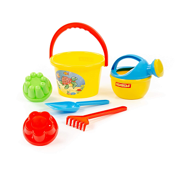 Набор №205: ведро среднее, лопатка, грабельки, 2 формочки, лейка малая №4 4375