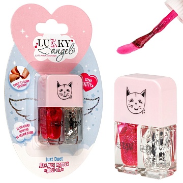 Lukky Angel Just Duet двойные лаки для ногтей, жемчужно-розовый и ярко-розовый,блистер Т25657