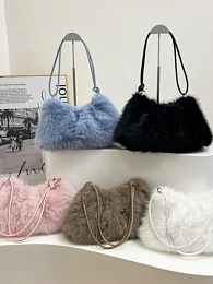 Сумка-багет Меховая с кожанными ручками