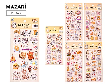 Наклейки декоративные КОТИКИ, 10*22 см, 6 дизайнов M-8577