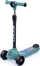 Самокат Rocket 3-ех колесный, колеса светятся, фонарик, нагрузка до 50кг, зеленый R0112
