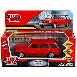 Машина металл ВАЗ-2104 ЖИГУЛИ длина 12 см, двери, багаж, инерц,красный 299589