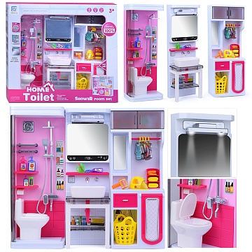 Набор мебели для кукол "Туалетная комната" с аксессуарами, на бат. в коробке 818-331
