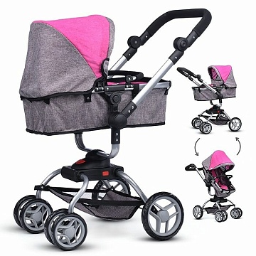 Коляская для кукол металлическая, для двойни, регулируемая посадка 9651H