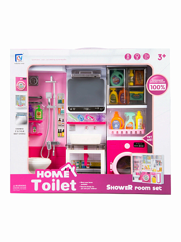Набор мебели для кукол "Ванная" на батарейках, розовая 818-330