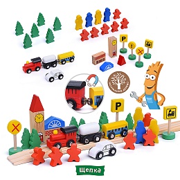 Железная дорога с паровозом и фигурками, 48 дет. в коробке D1068