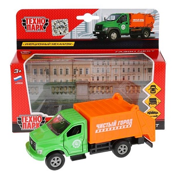 Машина металл ГАЗ Газон NEXT мусоровоз 15,5см, открыв. двери, инерц. в кор. 278809
