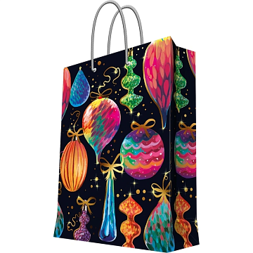 Бумажный пакет Елочные шары на черном 33x45,7x10,2см арт. 93136FE