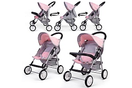 Коляская для кукол металлическая, с корзиной, столиком и козырьком 9617