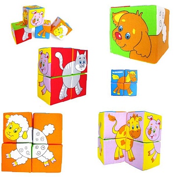Мягкие кубики "Собери картинку. Животные-2" 236