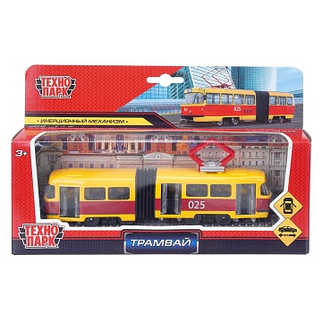 Модель металл ТРАМВАЙ с гармошкой, 19 см, двери, инерц 409641