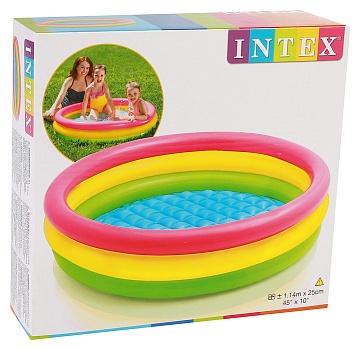 Бассейн надувной "Радуга" 114х25см, с надувным дном, 131л, от 2 лет 57412