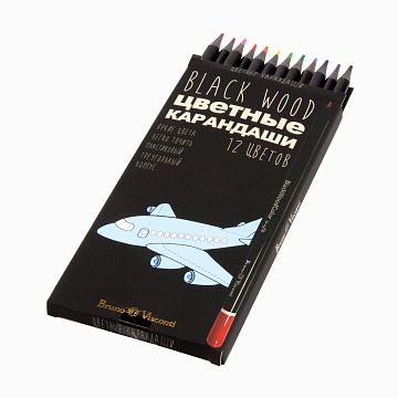 Карандаши цветные "BlackWoodColor" пластиковые, 12 цветов 30-0097