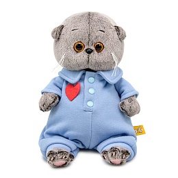 Басик BABY в голубом комбинезоне с сердечком BB-155