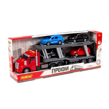 Автомобиль-тягач "Профи" с полуприцепом-автовозом, со светом и звуком (в коробке) 83972