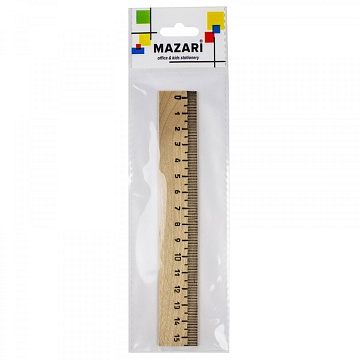 Линейка деревянная 15см, ОПП-упаковка M-16229