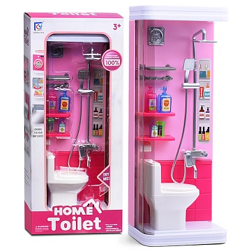 Набор мебели для кукол "Уборная с душем" розовая, в коробке 818-320