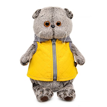Басик в желтой жилетке с серым капюшоном Ks22-058