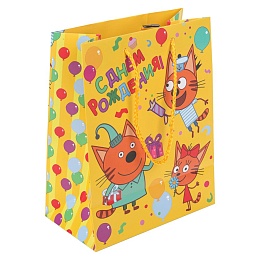 Пакет подарочный МАТОВЫЙ Три Кота 18х23 см 400393