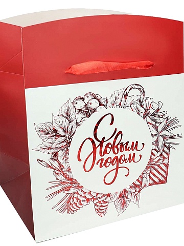 Подарочный пакет-коробка с мат. лам. 22,5*20*13,5 "Новогодний сюрприз"  ППК-2993 