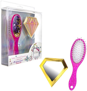 Lukky наб.щетка массажная с блёстками+зеркало Т21931
