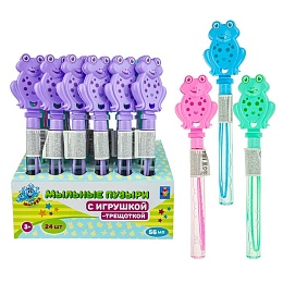 Мыльные пузыри колба с игрушкой Зайка-трещотка