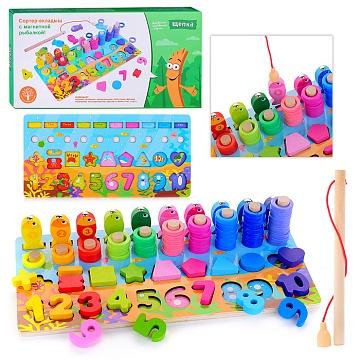 Игра развивающая "Сортер-Вкладыш" с магнитной рыбалкой D1162