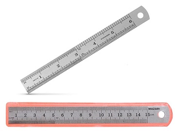 Линейка металлическая, 15 см, ОПП- упаковка M-5561