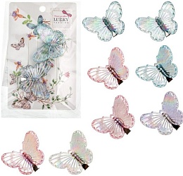Lukky Fashion набор из 2 заколок Бабочки Crystal,4 вида микс Т24070