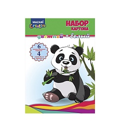 Набор цветного и белого картона немелованного, 10л., 6л. цветного + 4л. белого, в папке M-16809