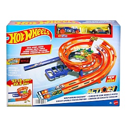 Hot Wheels Игровой набор Двойная гонка и трюковая трасса HTK17 