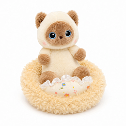 Мягкая игрушка Кошка в лежанке с подушкой (черная,белая,коричневая) 