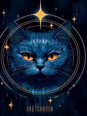 СКЕТЧБУК А5. КОСМИЧЕСКИЙ КОТ (выб.лак)