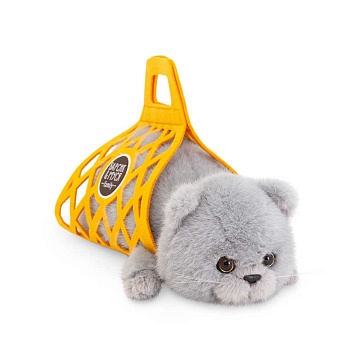 Мягкая игрушка "Кот Барсик" в сумке, серый B1002/35