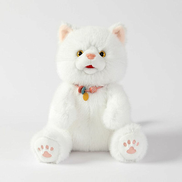 Мягкая игрушка Кот белый с бусиками 30см JX703023905W