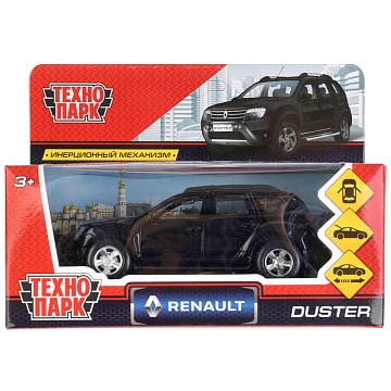 Машина металл RENAULT DUSTER длина 12 см, двери, багажн, черный 273044