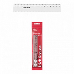 Линейка с волнистым краем пластиковая ErichKrause Clear, 15см, флоупак, прозрачный 61750