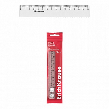 Линейка с волнистым краем пластиковая ErichKrause Clear, 15см, флоупак, прозрачный 61750
