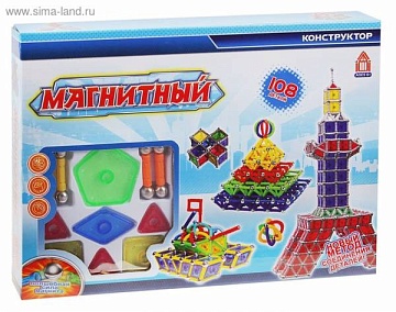 Магнитный 3D конструктор (108 деталей)--
